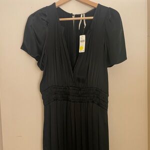 Black satin Anthropologie jumpsuit size s